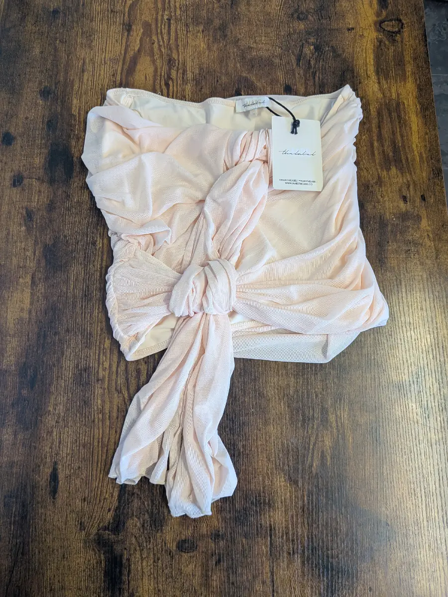 BNWT Mars The Label Mesh Knot Detail Asymmetric Mini Skirt Off White - UK 10
