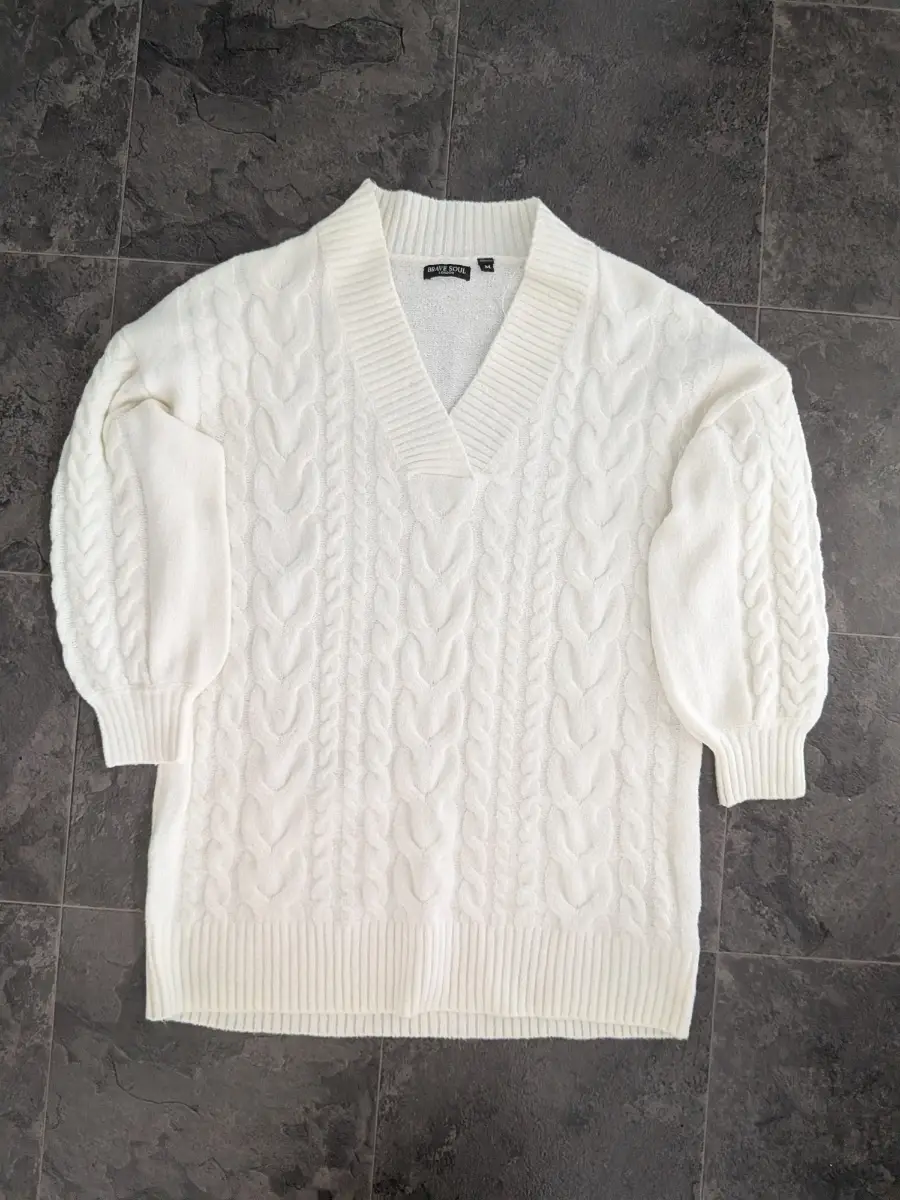Brave Soul Cream Cable Knit Jumper Size M (Measures Women's XL)