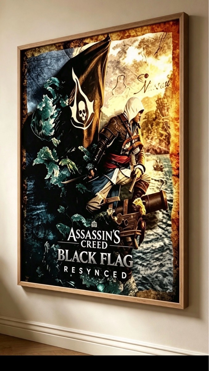 Assassin’s Creed Black Flag Inspired Poster | Pirate Gaming Wall Art | Edward Kenway Print | A4, A3