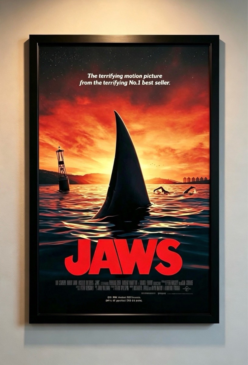 Jaws Poster | Classic Shark Movie Wall Art | Vintage Film Print | A4, A3 & A1 Unframed