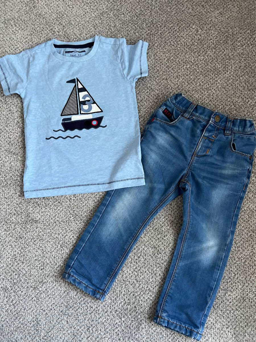 Next Boys Blue T-shirt & Jeans Outfit Size 18-24 Months