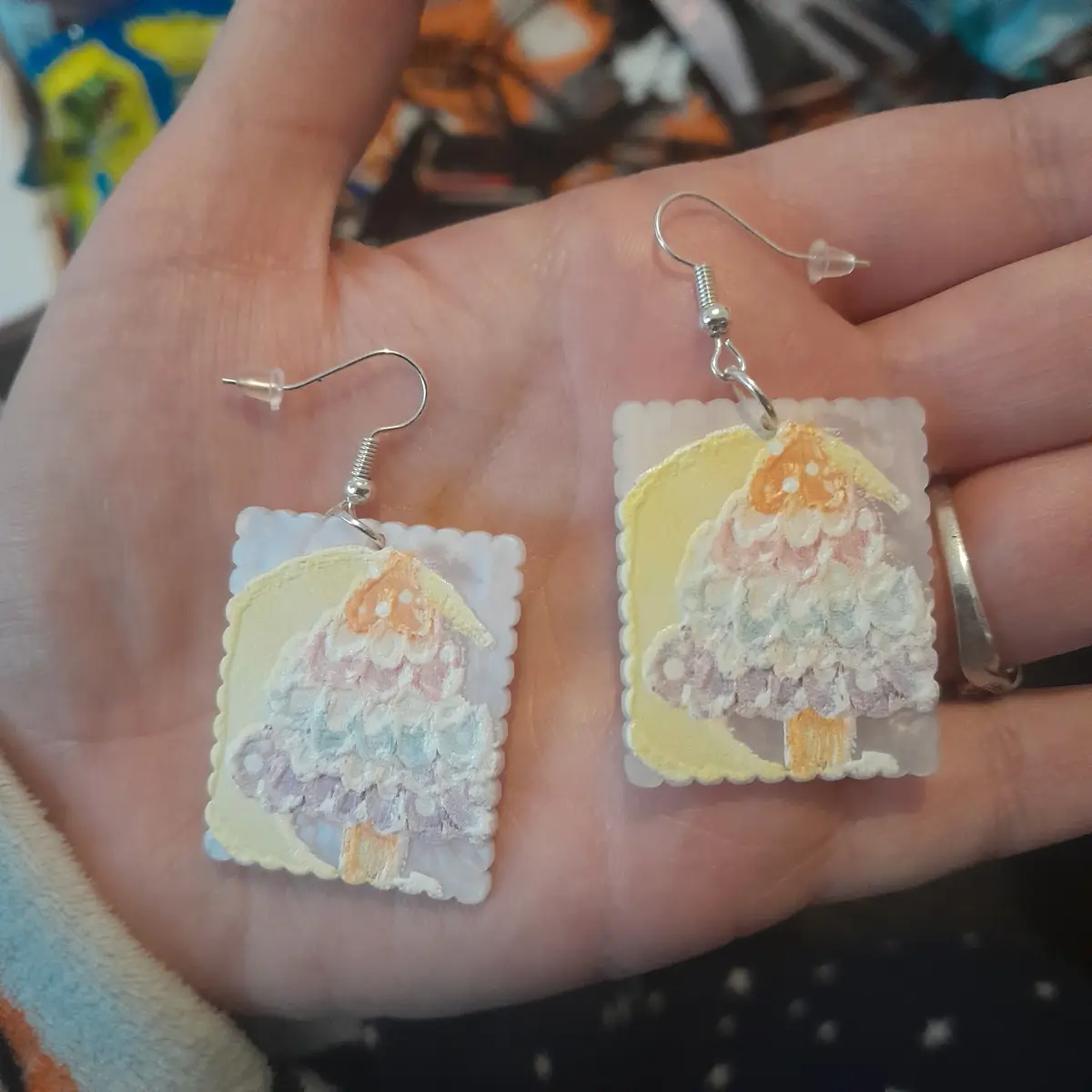 Silver hook funky earrings