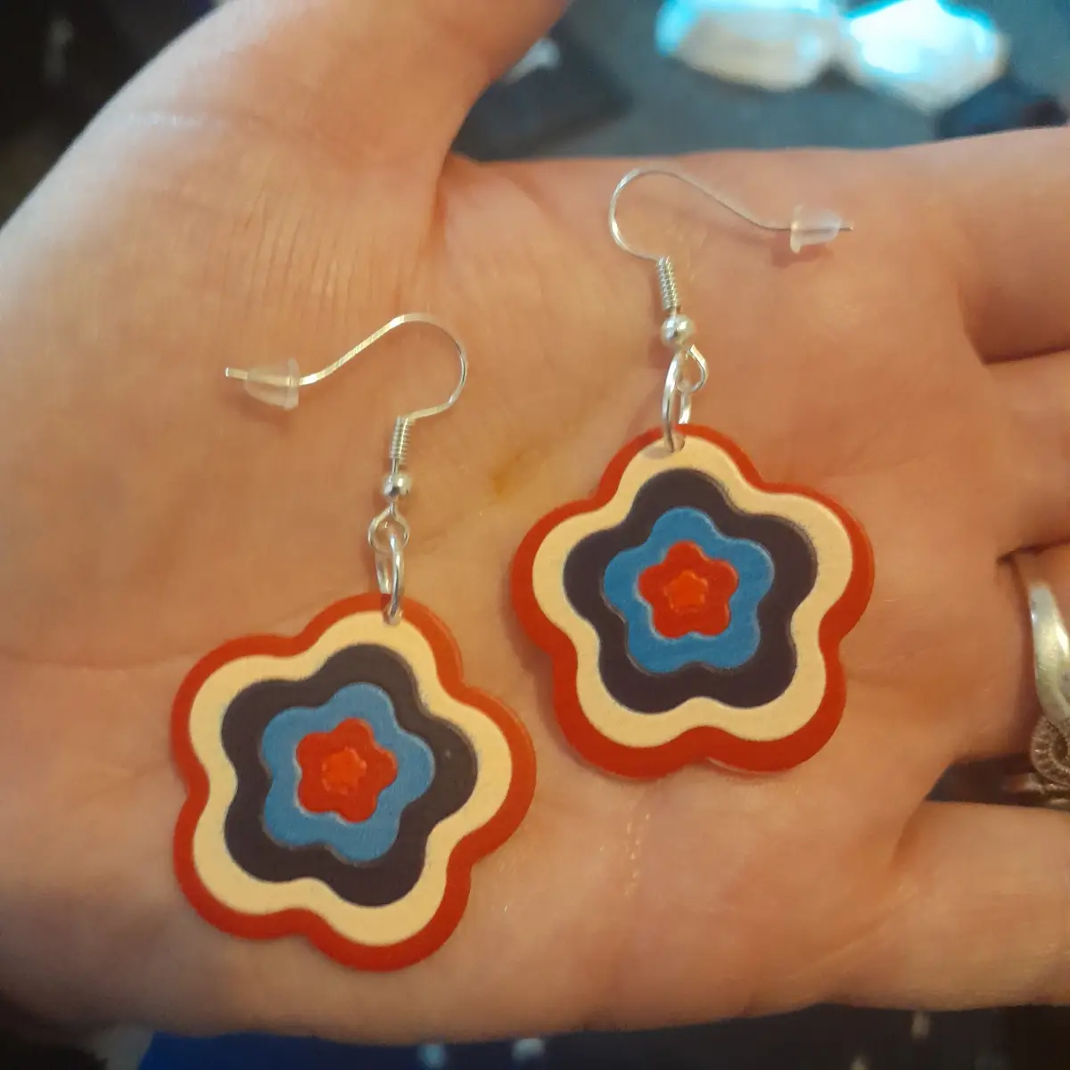 Silver hook hippie style  earrings