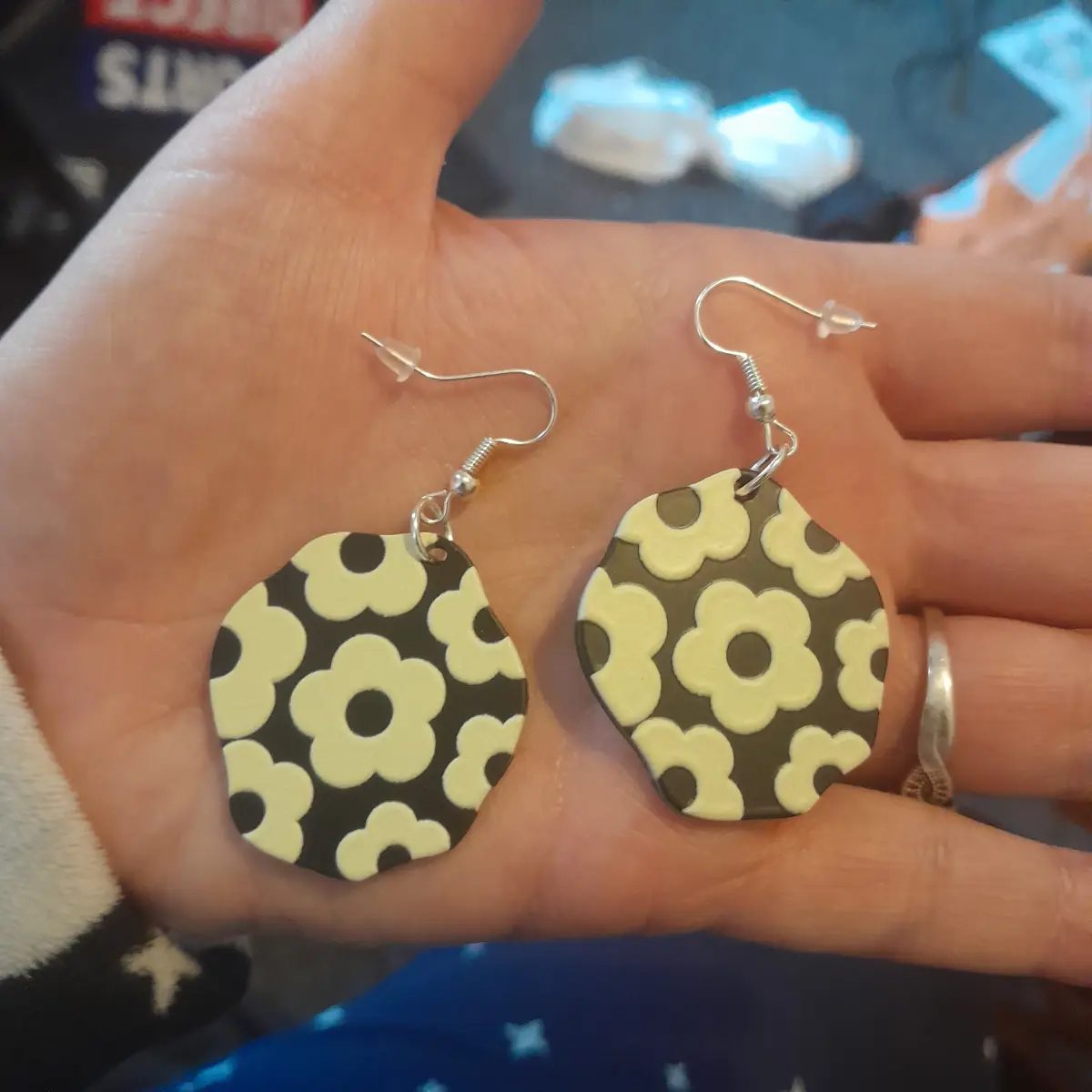 Silver hook retro style  earrings