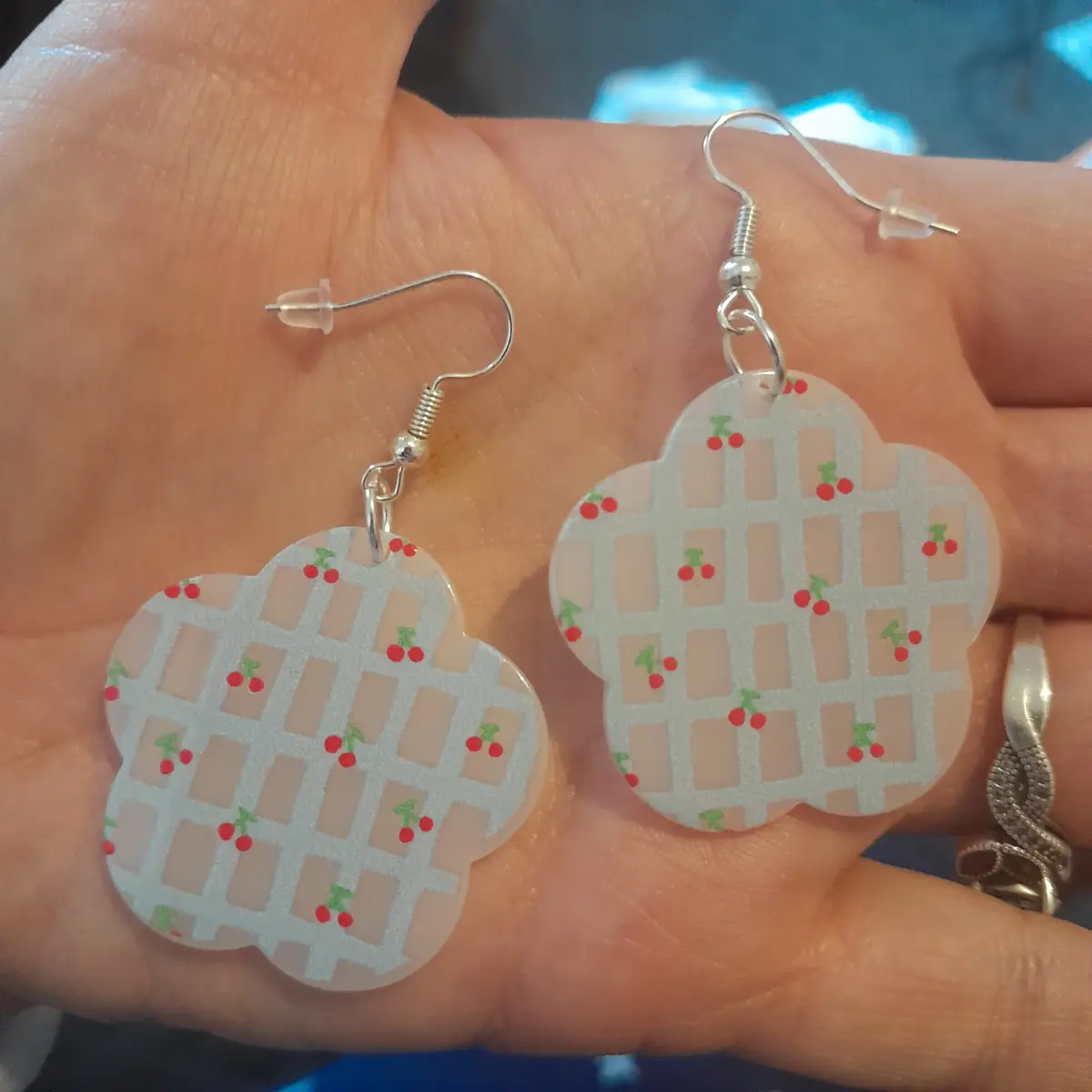 Silver hook cute style earrings