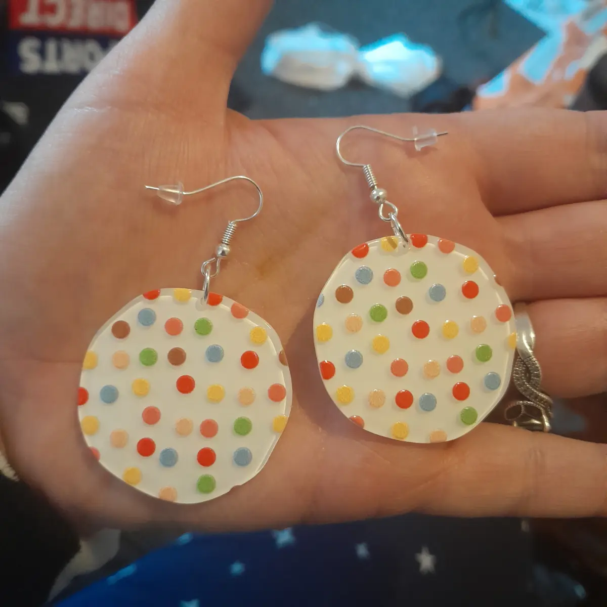 Silver hook funky style earrings