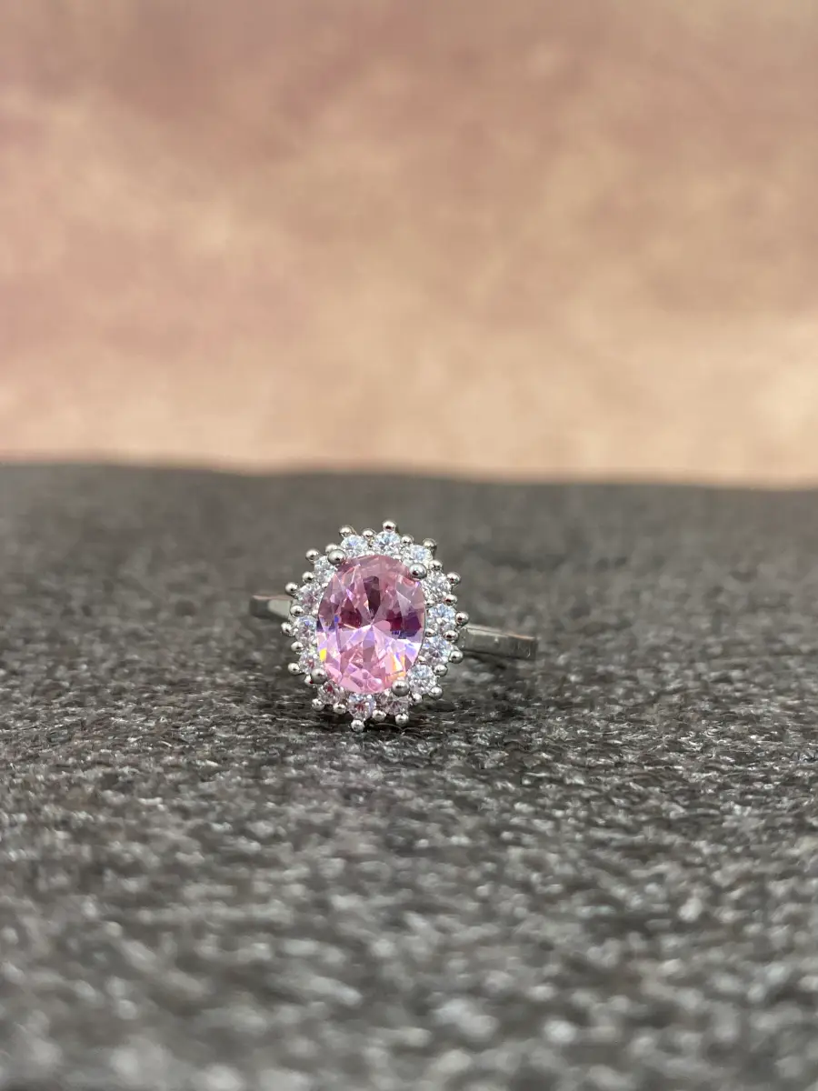 Sterling silver solitaire stone ring - 19mm