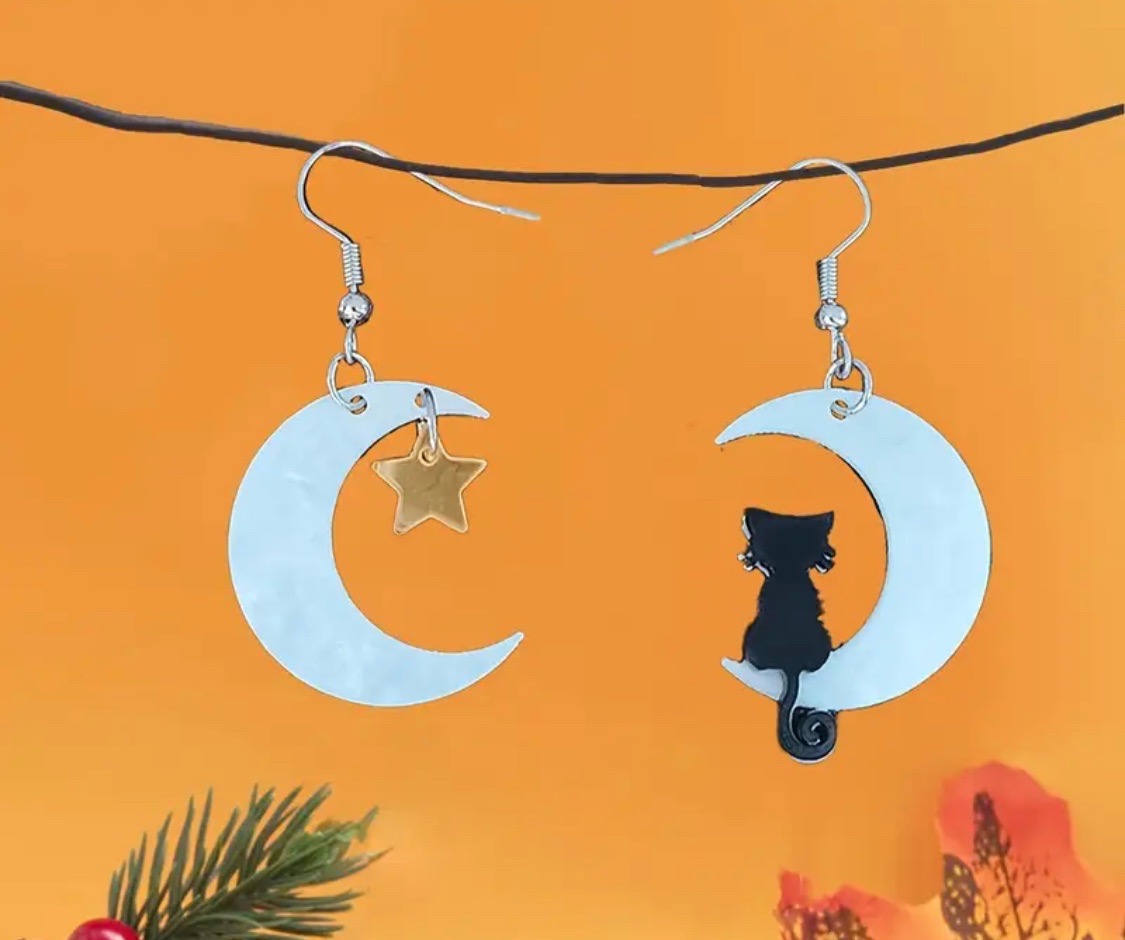 Cat on the moon Earrings
