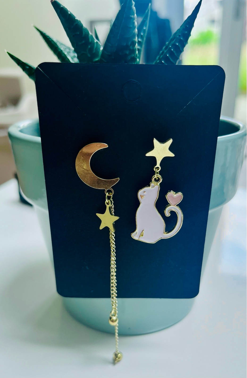 Cute Cat Star and Moon Earrings