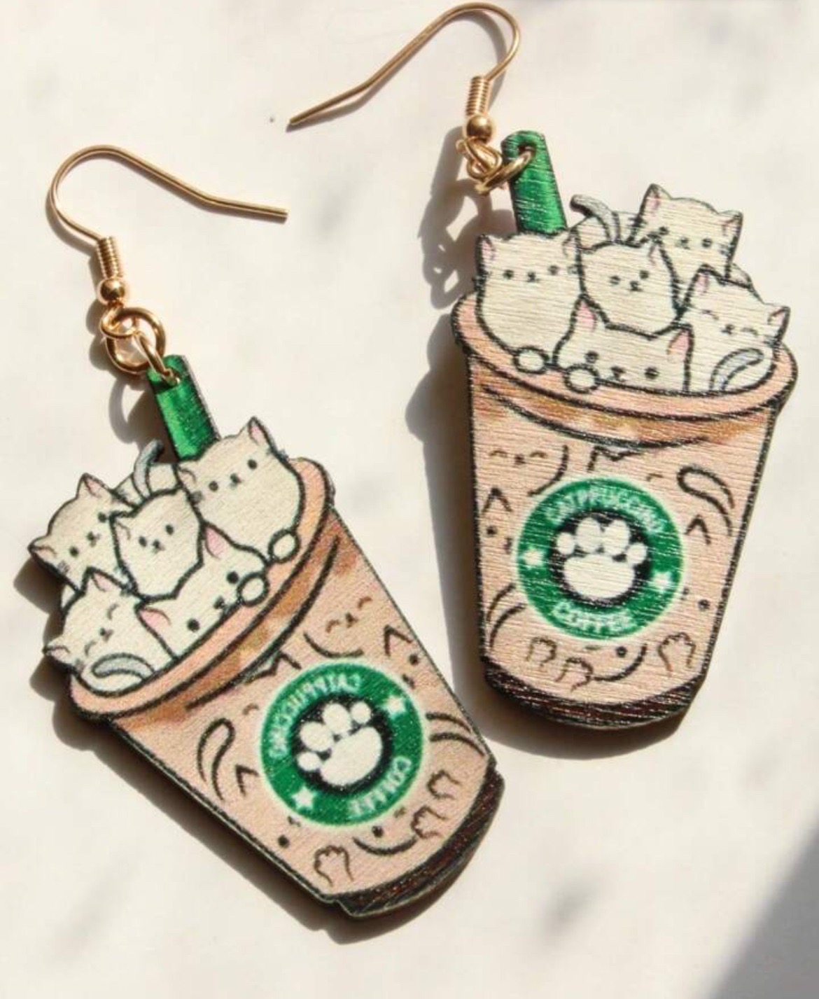 Cute Cat in the coffee cup Earrings
