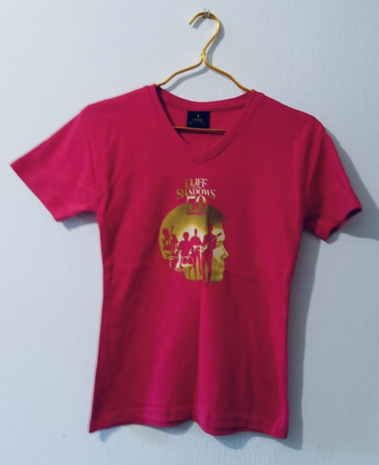 Cliff Shadows Pink V-Neck Cotton T-Shirt Medium