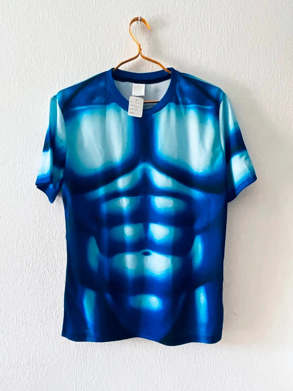 Bnwt Men's Workout Fitness Training S T-shirt Blue White Gym Cycling Sports