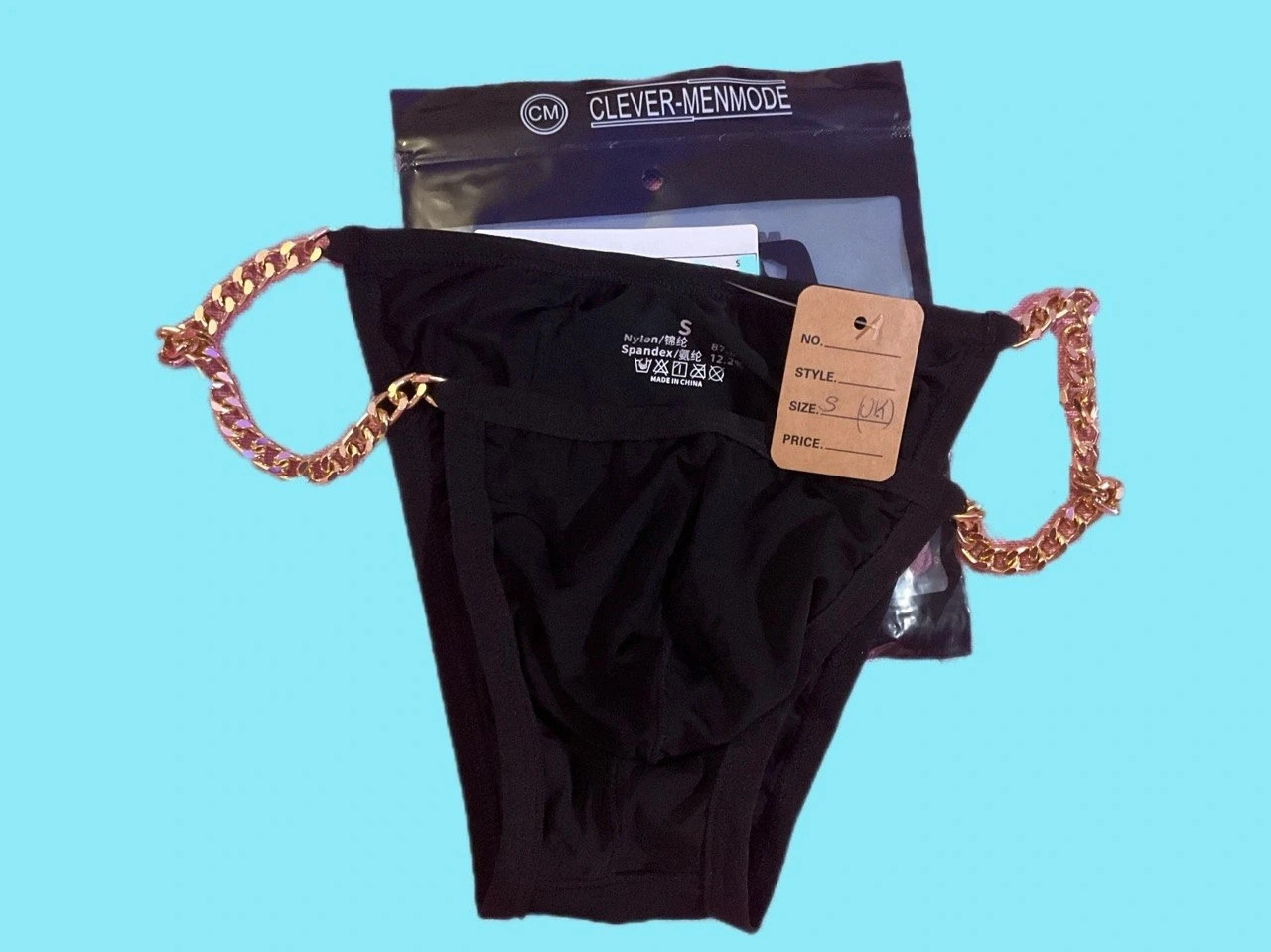 Black Underwear with Gold Chain Size S