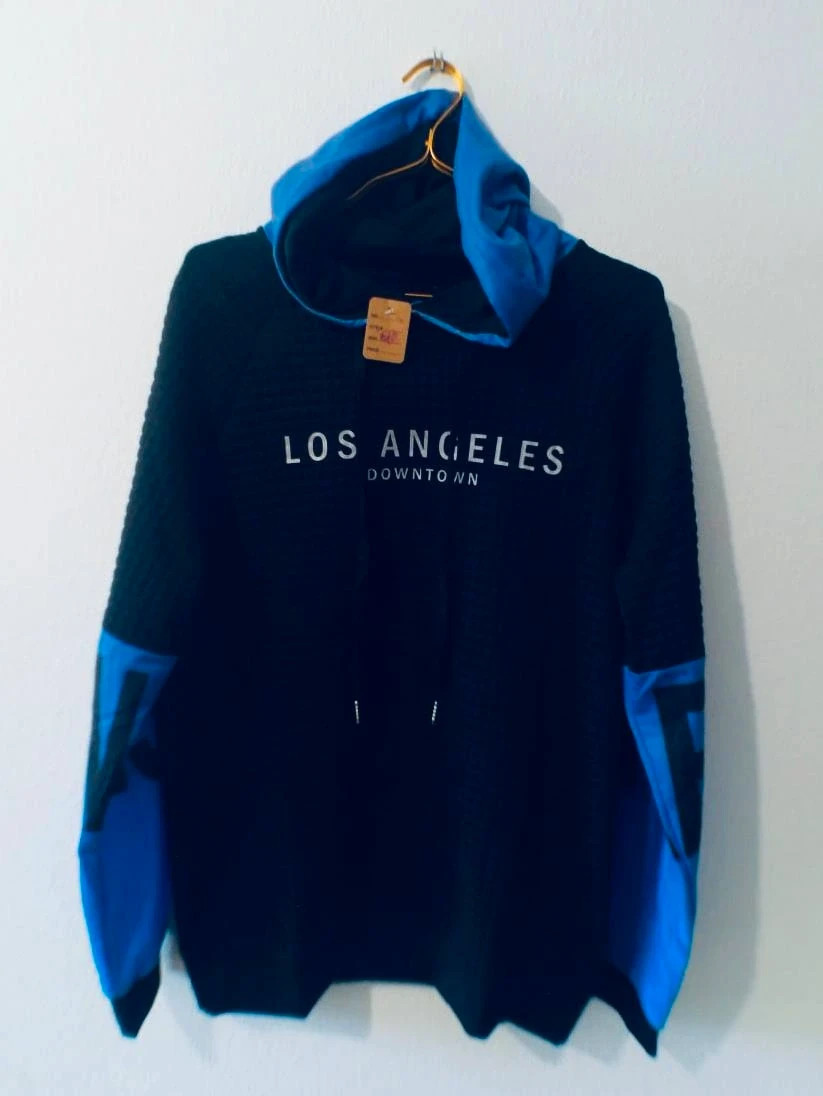 Bnwot Men's Hoodie Black Blue M Angels Summer Autumn Elastane