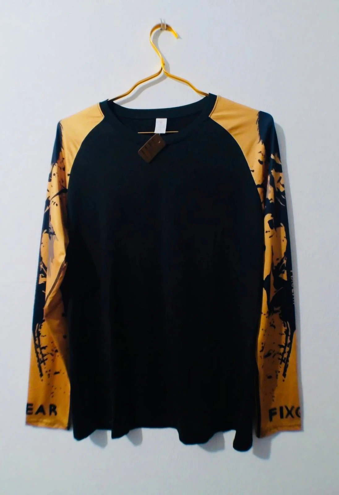 Bnwt Men's M T-shirt Gym Fitness Training Black Yellow Autumn Summer Elastane