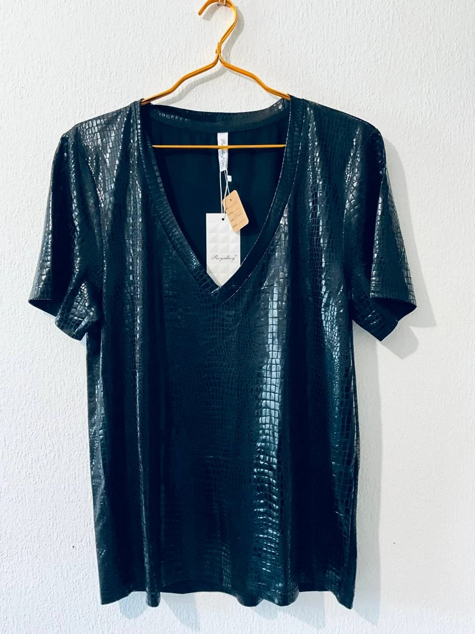Bwnt Men's Casual S Snake Print V neck Party Outdoor Stretchy