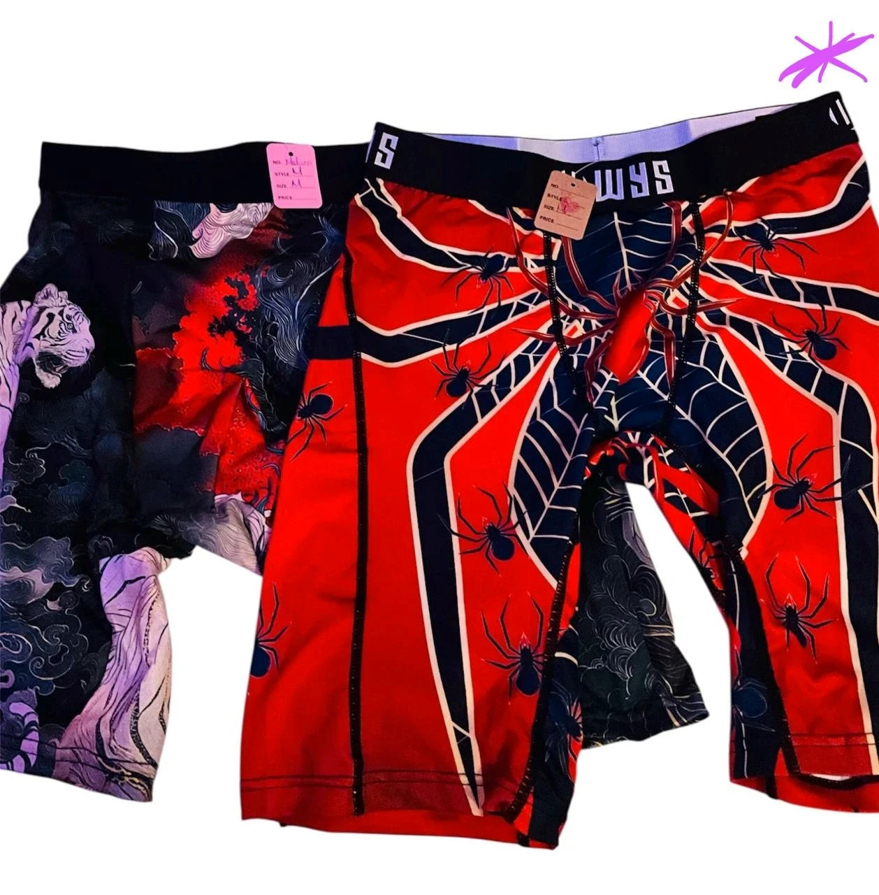 Bnwt Men's 2 pc Boxers M spider red black dragon Comfortable Elastane