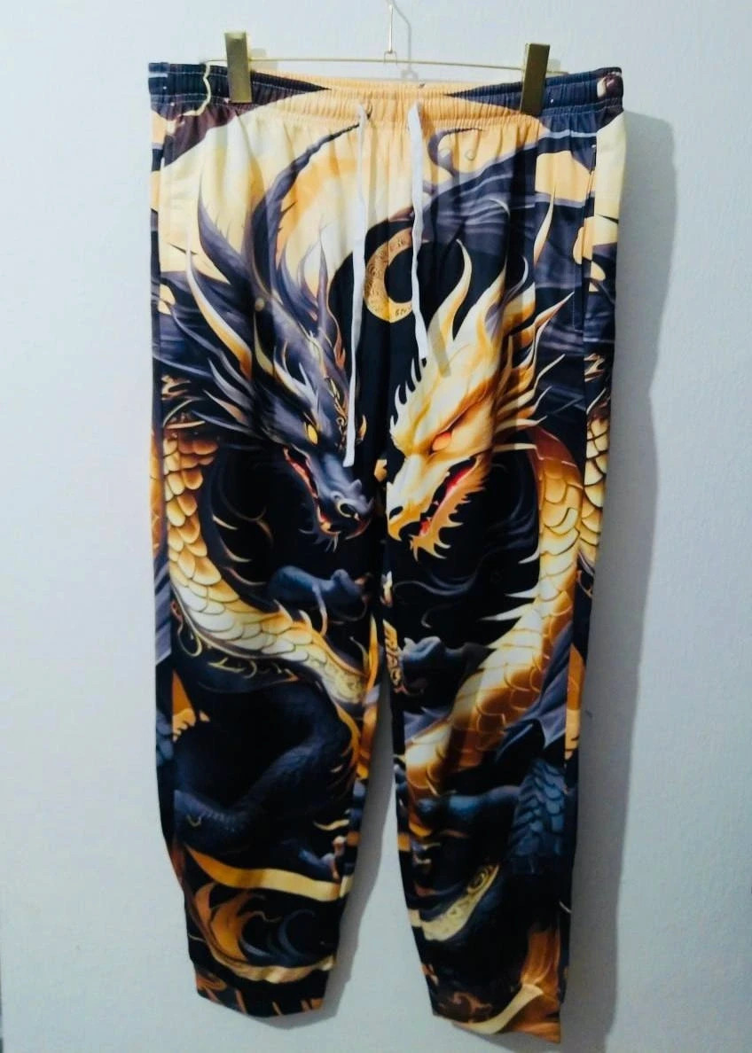 Bnwot Men's Black Dragon Joggers XXL Comfortable