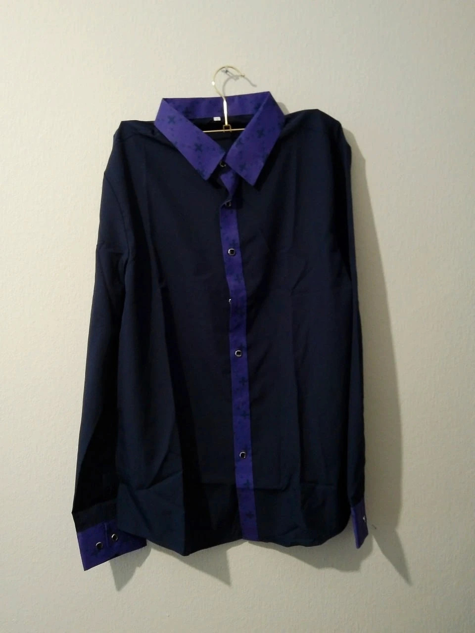 Bnwot Men's Long Sleeve Shirt S Black and Purlple Classic