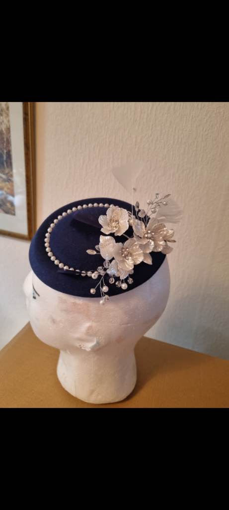 Ladies blue white Fascinator