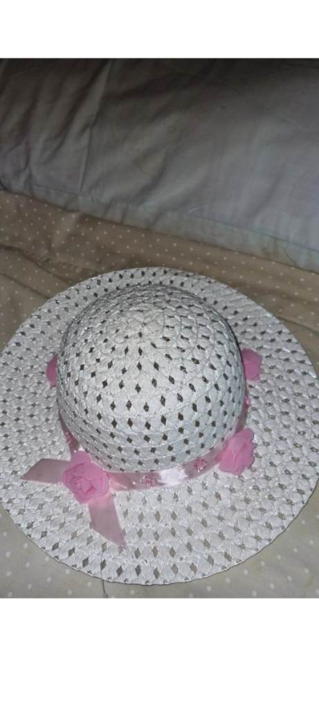Pink white kids hat