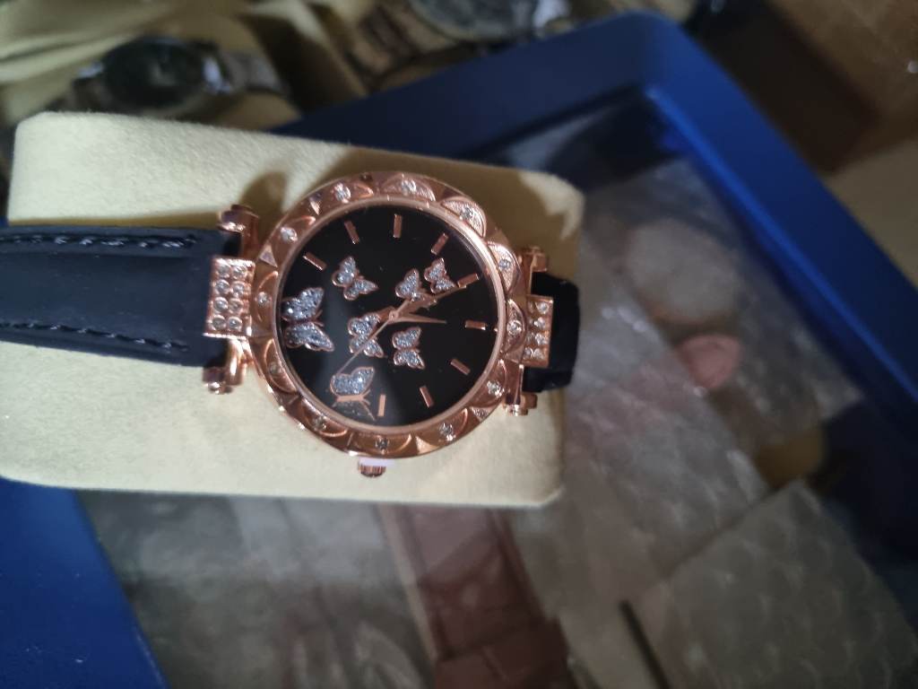 Ladies crystals butterfly watch