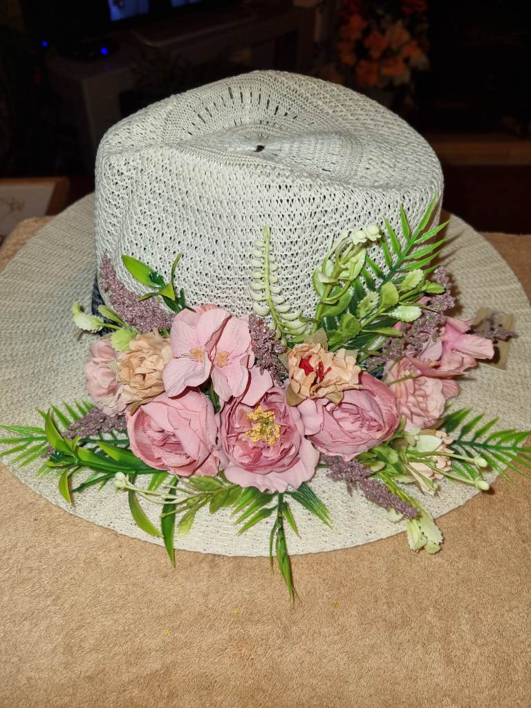 Pink white ladies hat