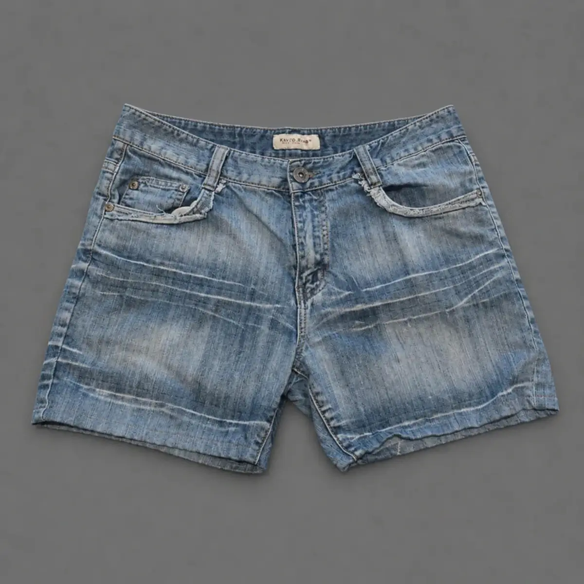 Size 34 Y2K Hong Ge Bao Shorts Blue Distressed Stretch Jean Shorts Summer Casual