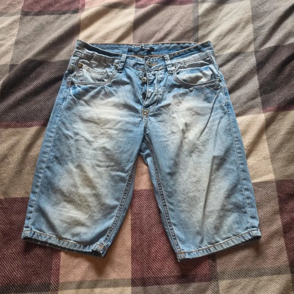 Men’s Denim Shorts Blue W44 Always Jeans Slim Fit Distressed Casual Summer