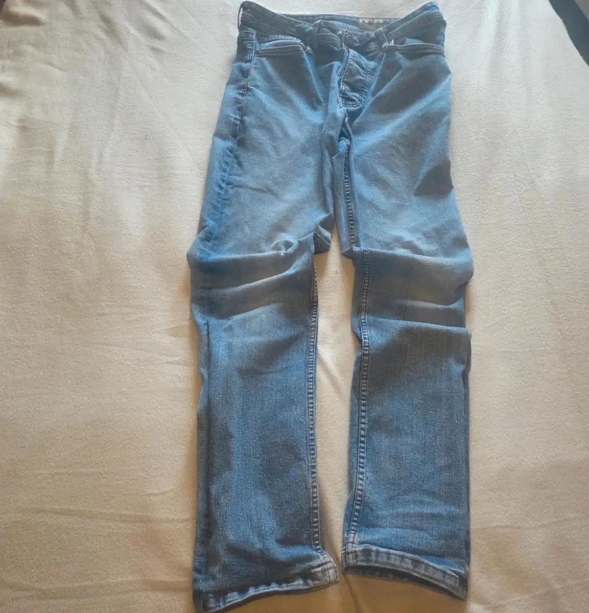 Blue Denim Jeans Waist 32" Leg 32" Straight Leg Medium Wash Casual Pants