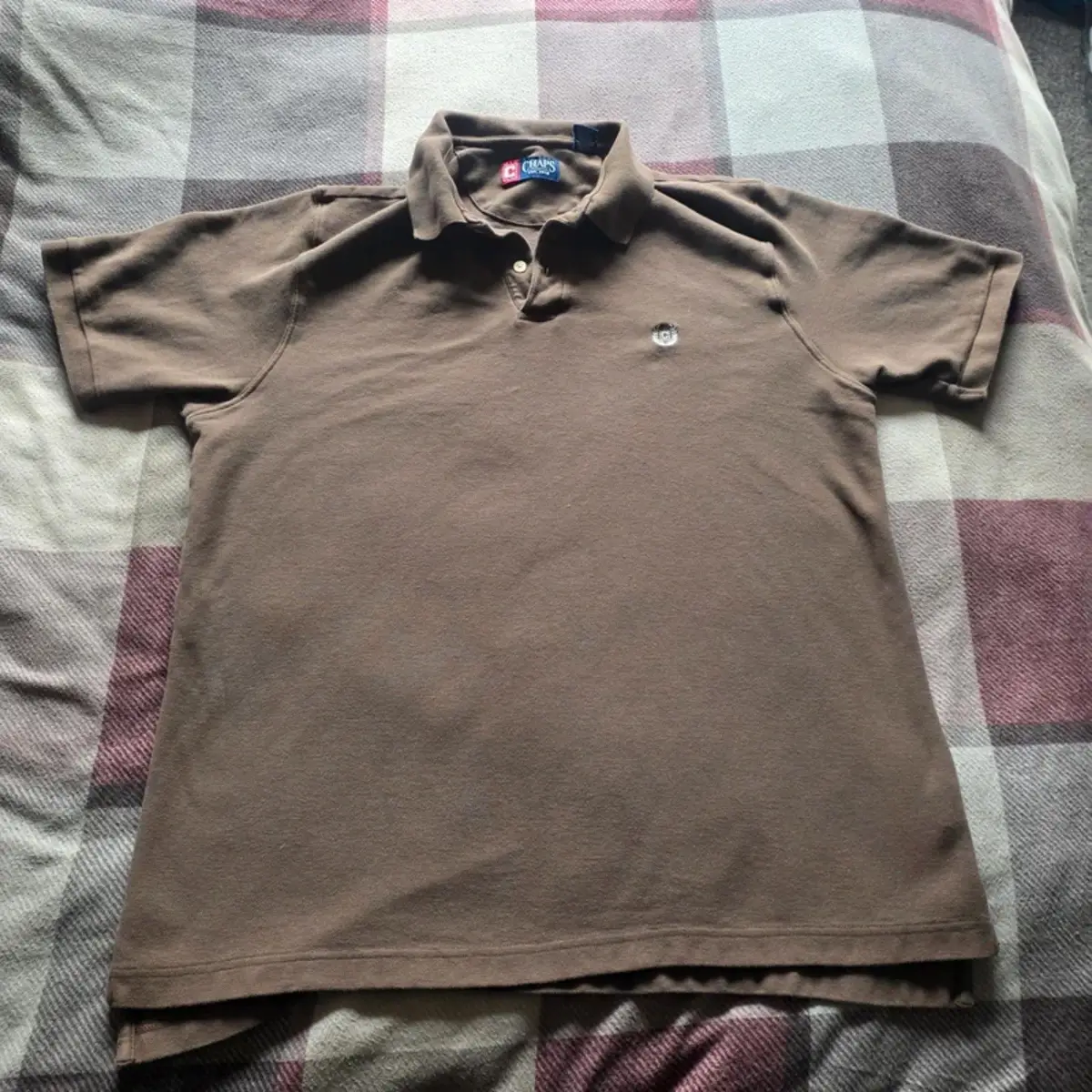 Chaps Polo Shirt XL Brown Cotton Classic Logo Short Sleeve Mens