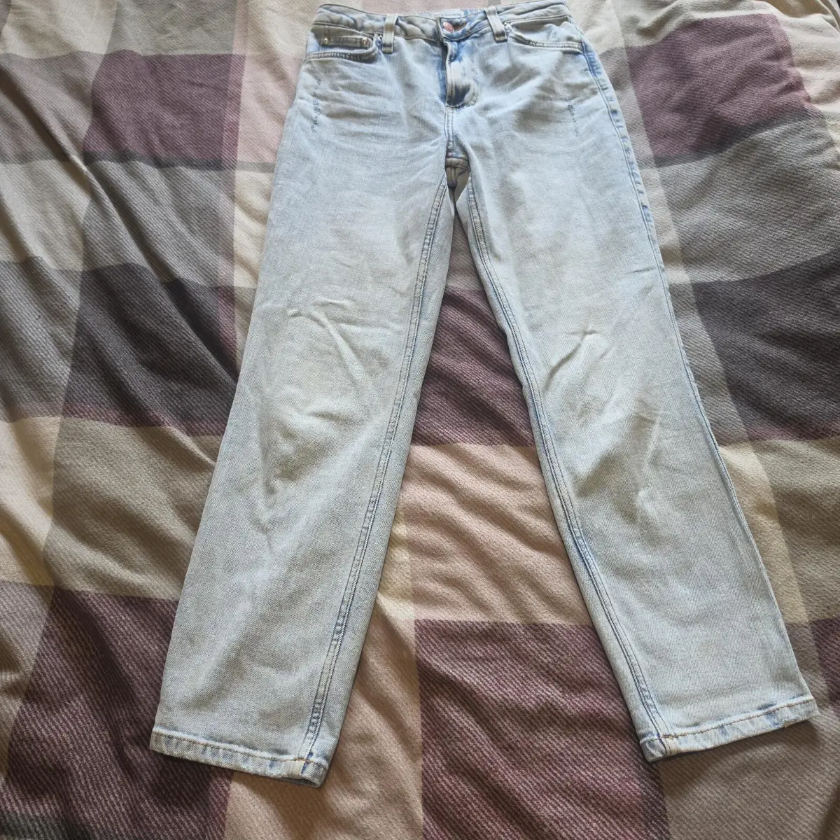 River Island UK Size8 Denim Specialist Light Wash Straight Leg Jeans Vintage Y2K