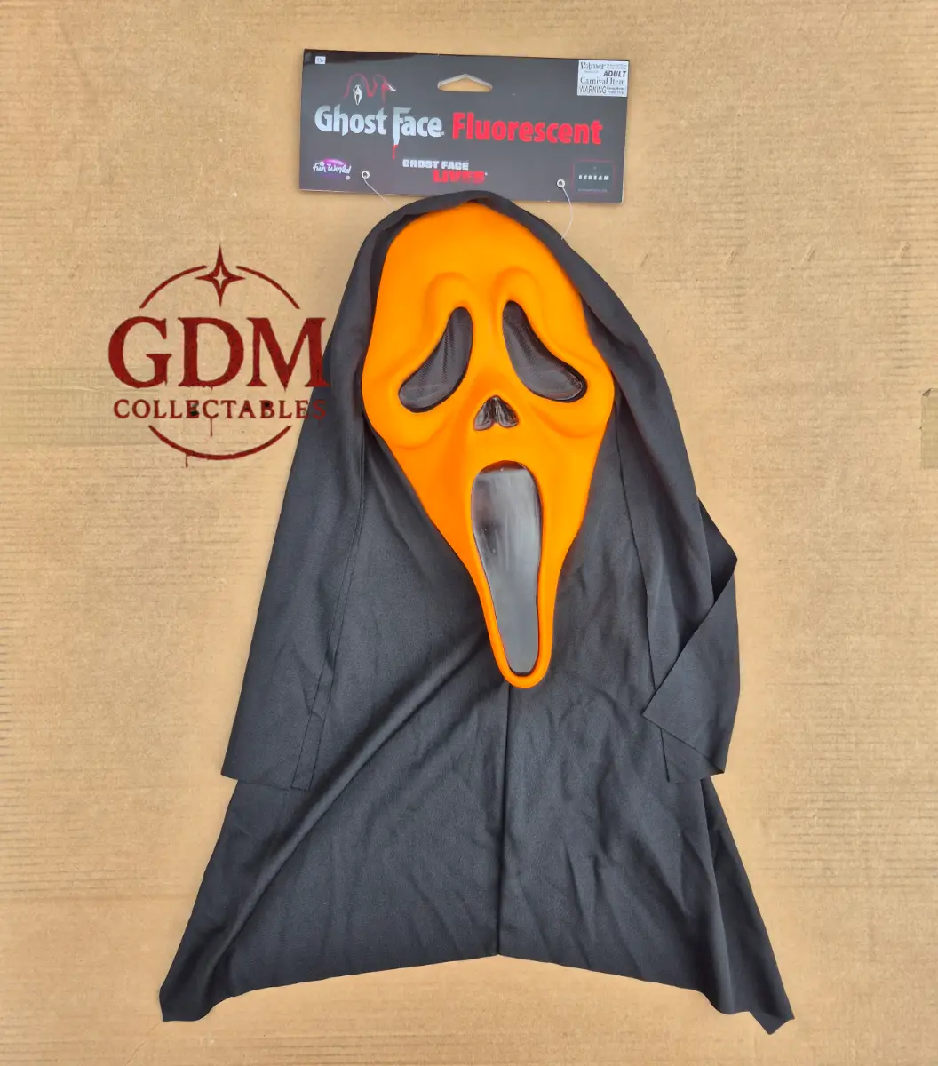 Official Ghost Face Scream Mask Flourescent Orange. Brand new with tags.