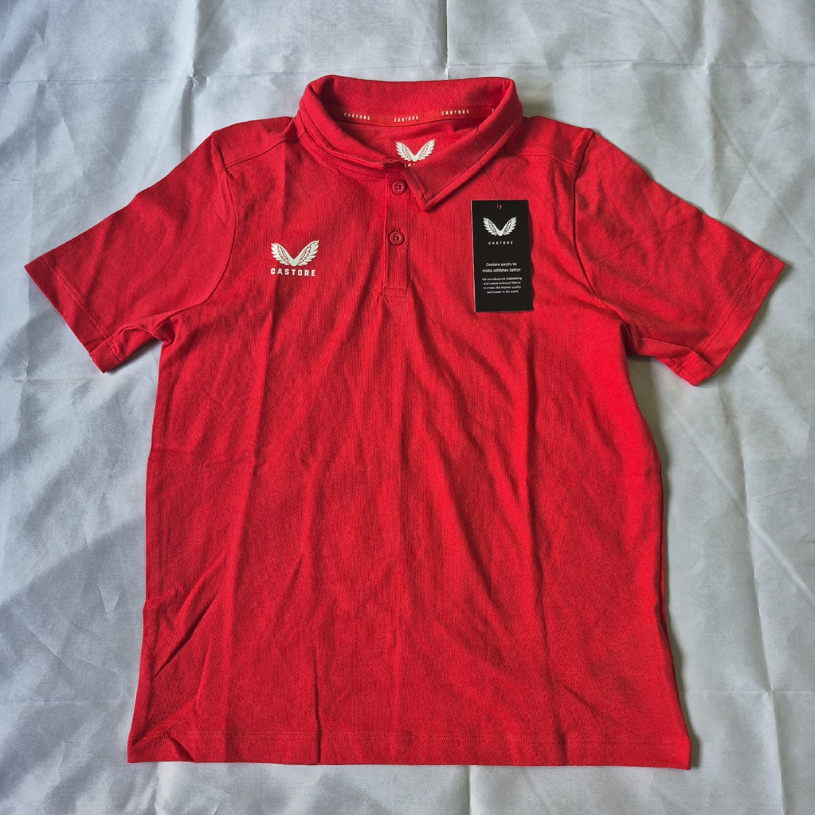 Castore Polo Shirt Red Short Sleeve Junior Size Large Brand New With Tags