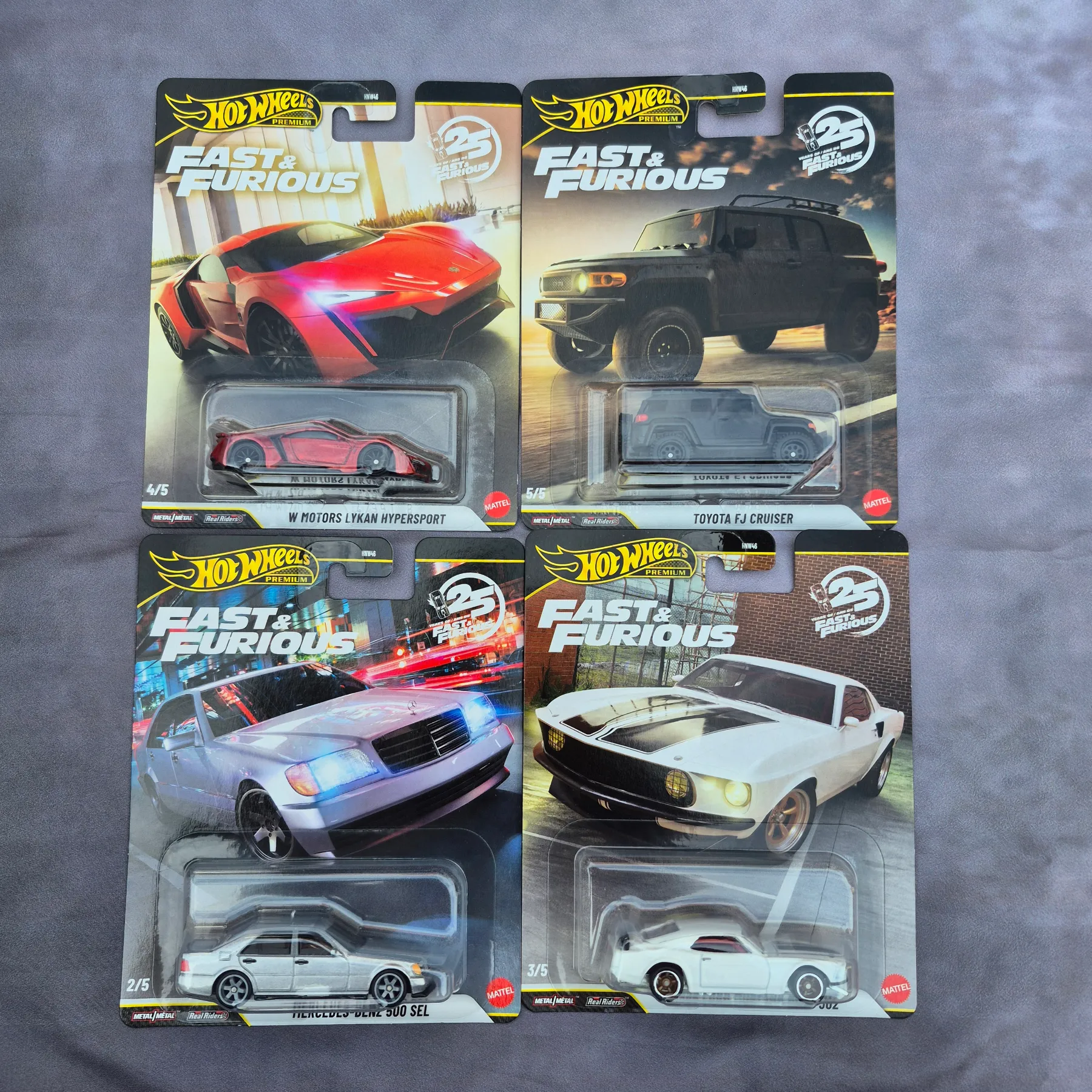 Hot Wheels Premium Fast And furious 25 Years Cars Set Of x4. #2-5. New