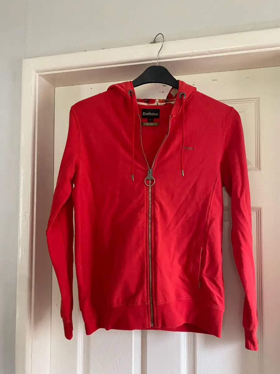 Barbour Red Sweatshirt Hoodie Full Zip Size UK 10