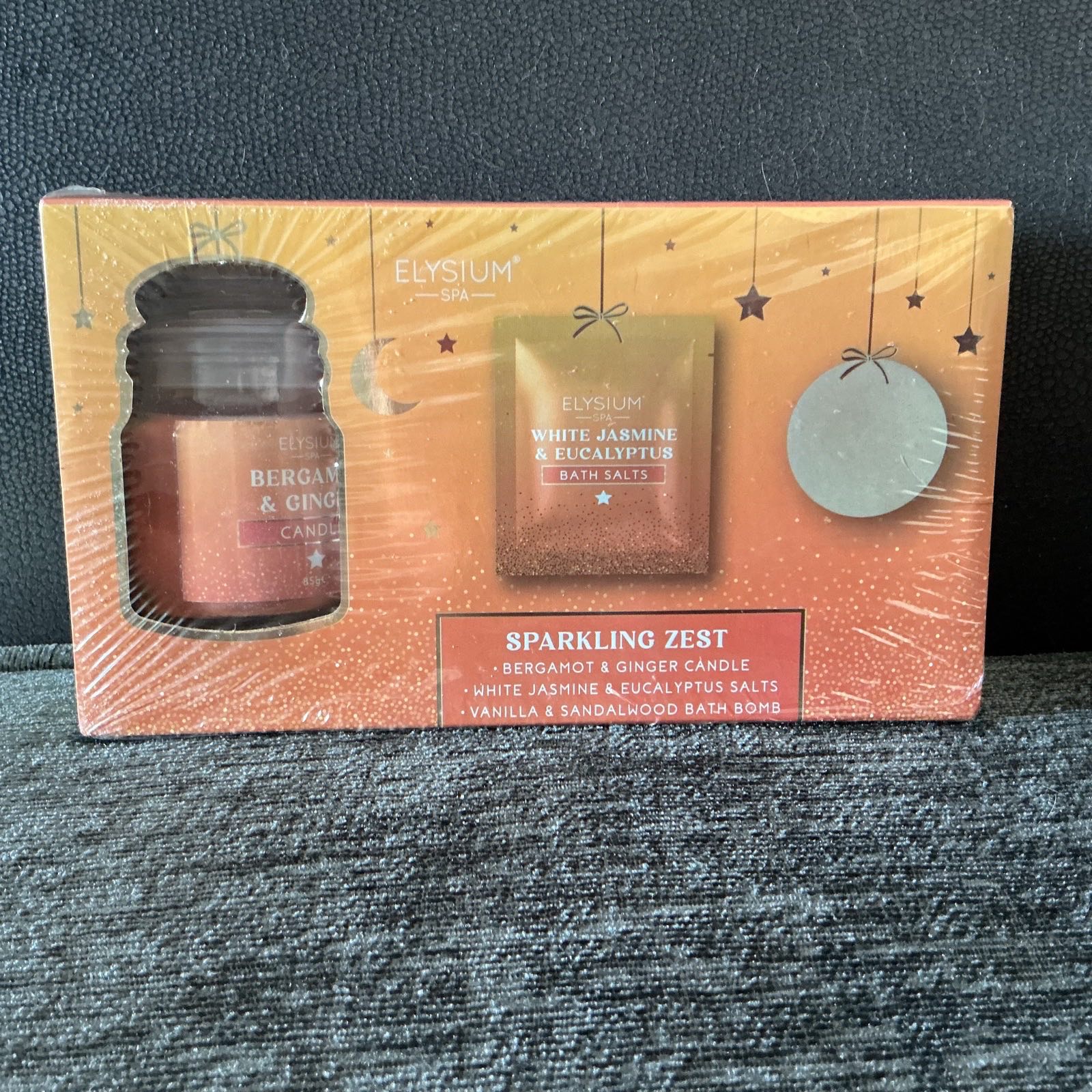 ‘Sparkling Zest’ gift set -  candle, bath bomb & salts.