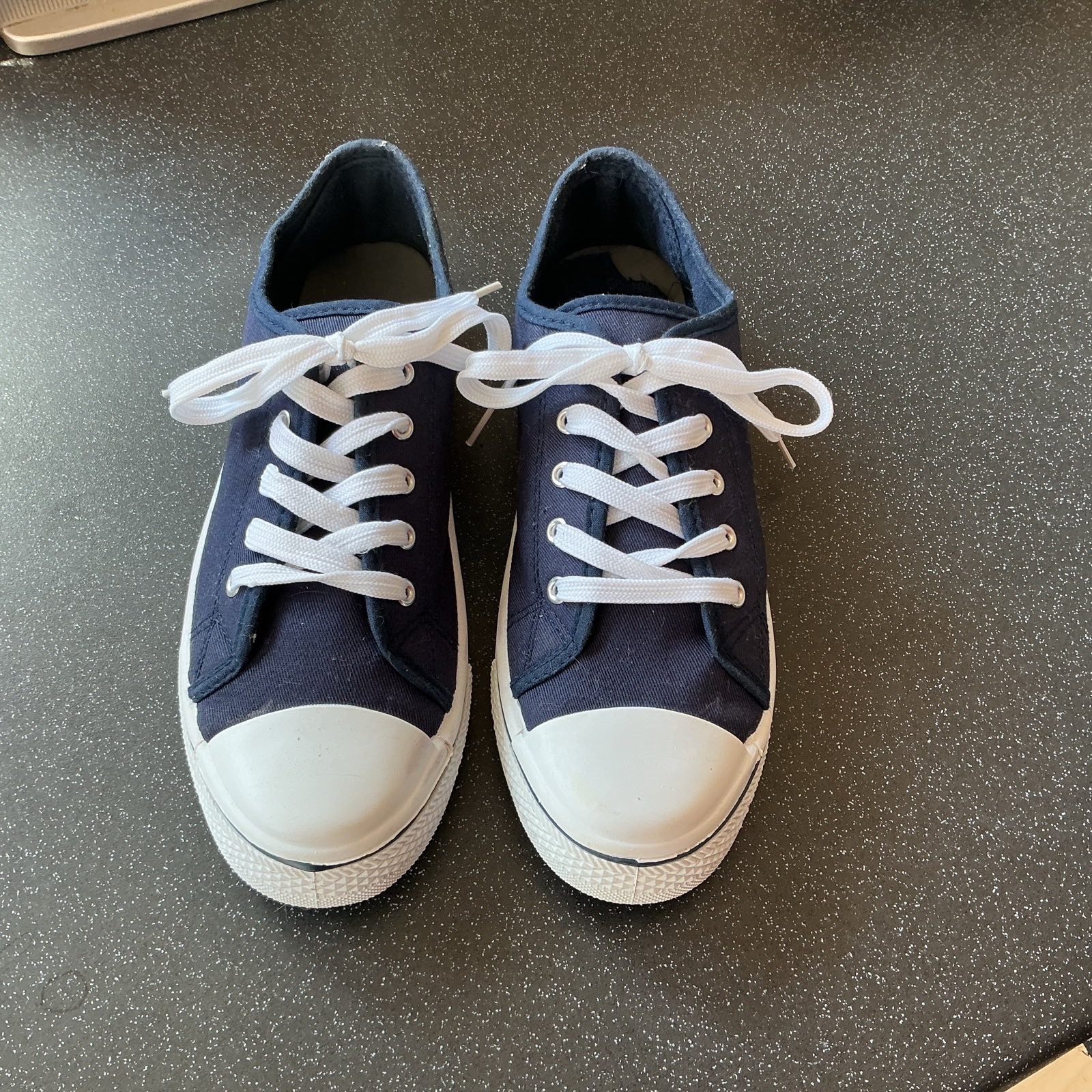 Navy/white lace up pumps size 6.