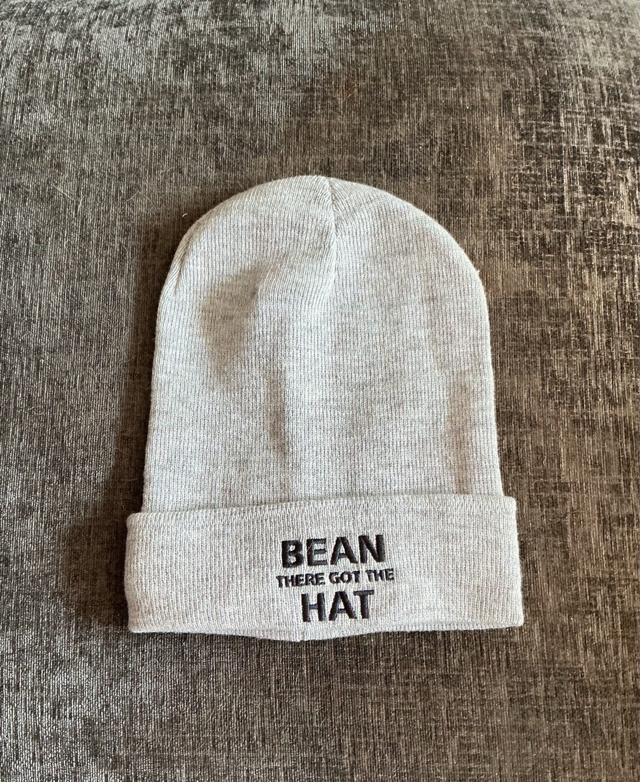 Grey  beanie hat with logo
