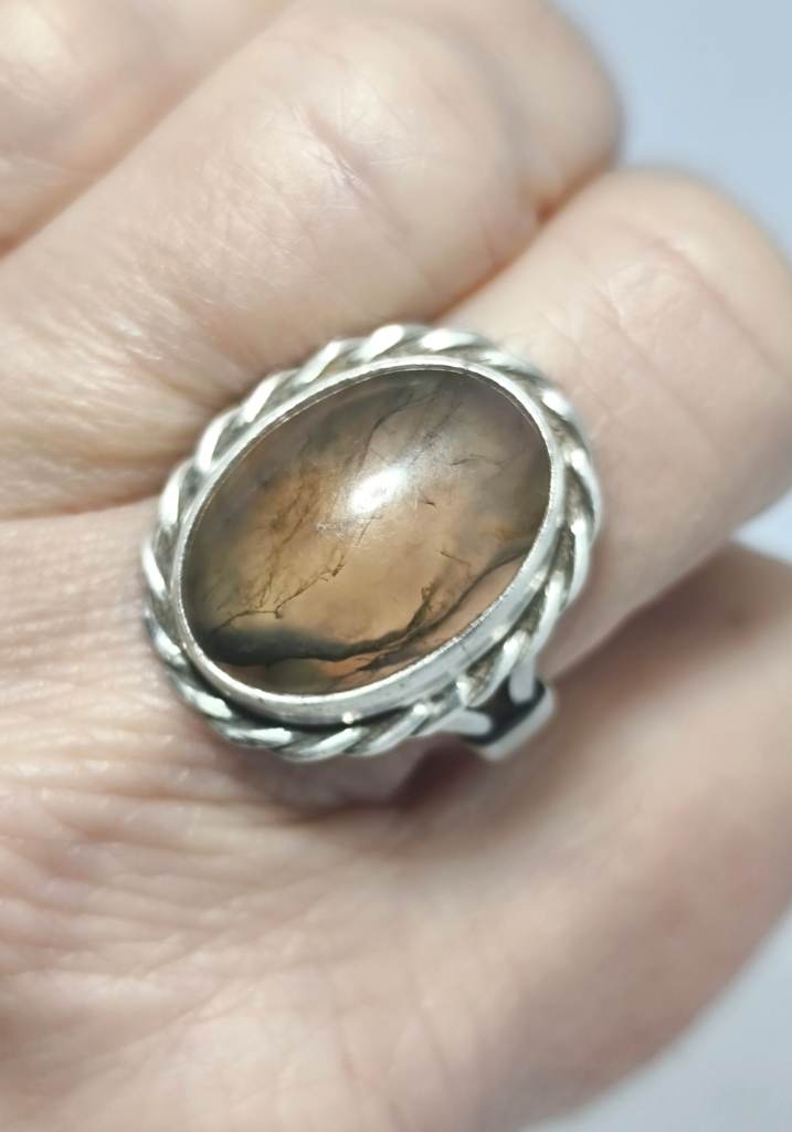 Silver 925 Rutilated quartz gem set ring size L1/2