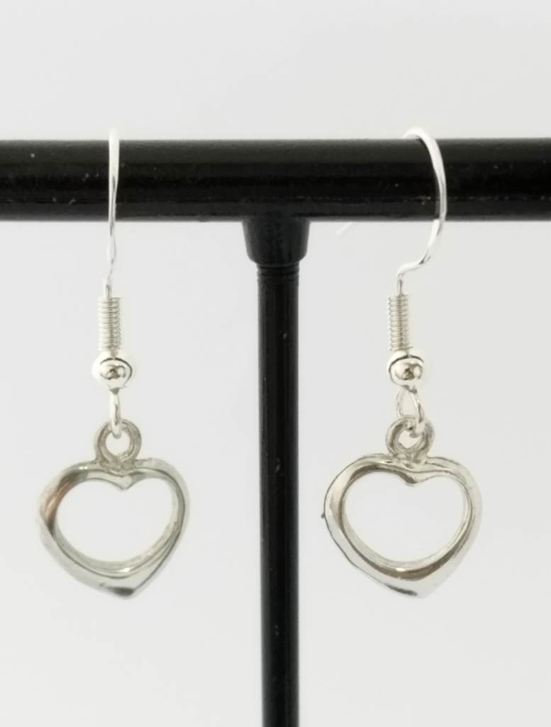 Silver 925 hallmarked open heart dangle earrings
