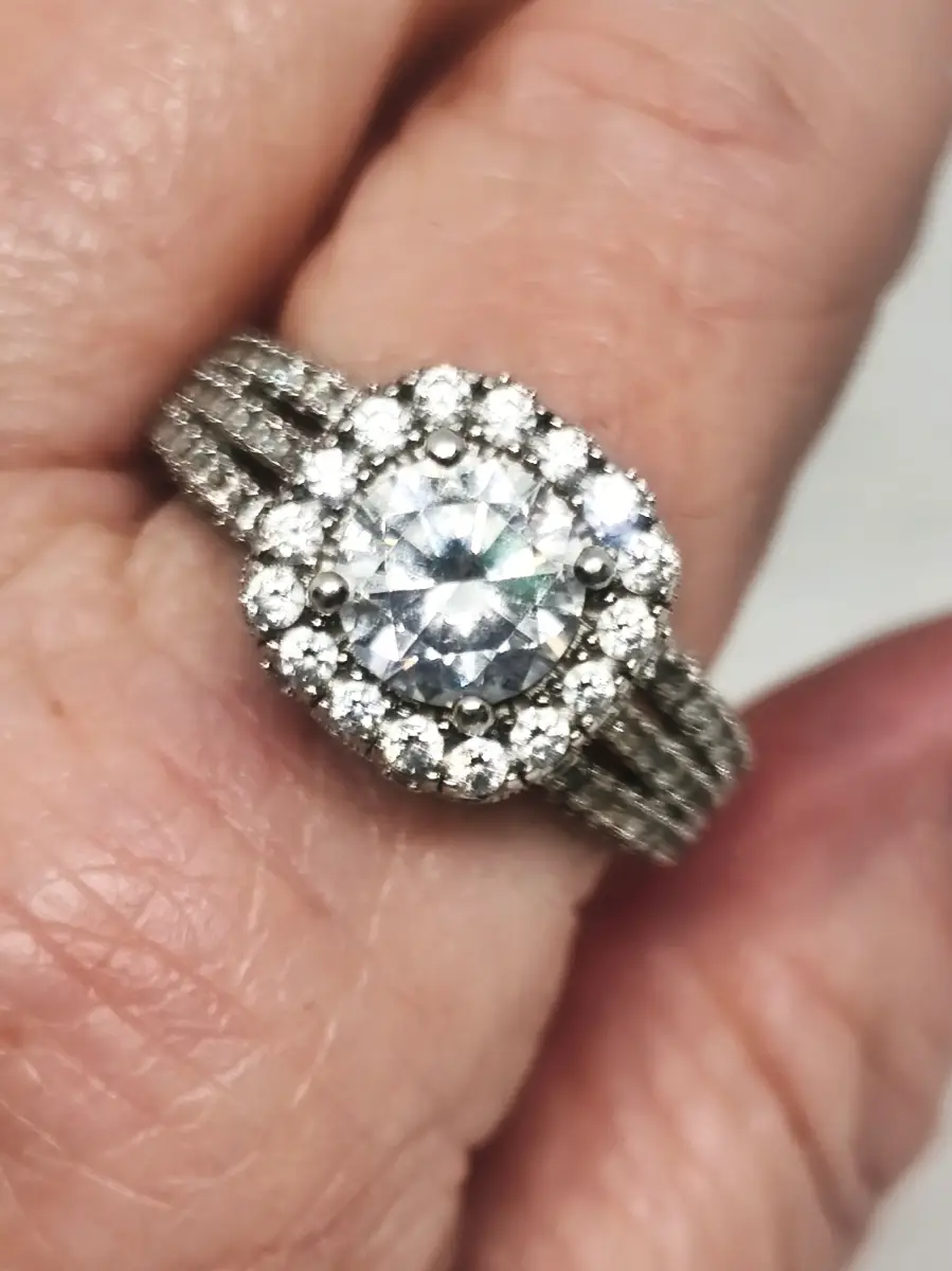 Large Silver 925 multi gem set ring size T