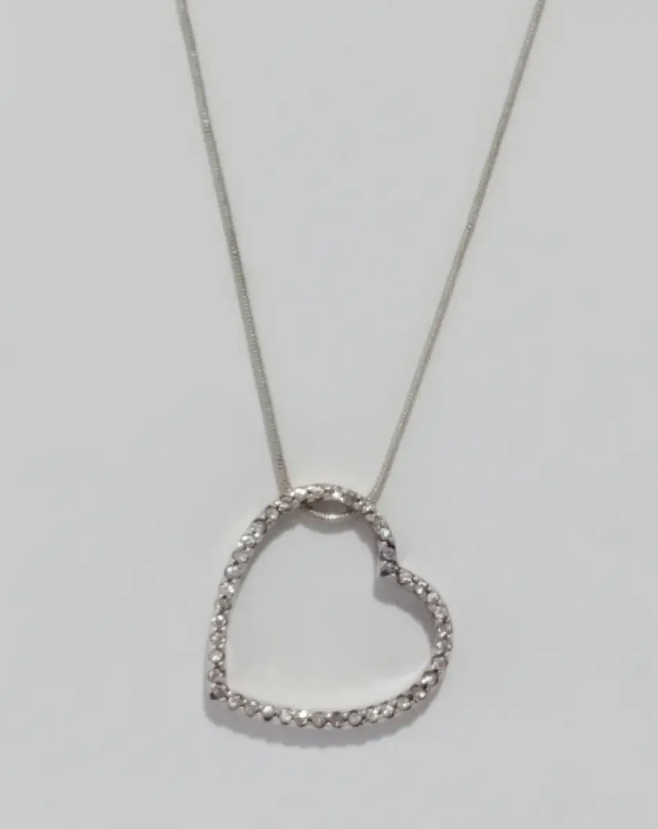 Silver Hallmarked 925 gem set open heart pendant necklace