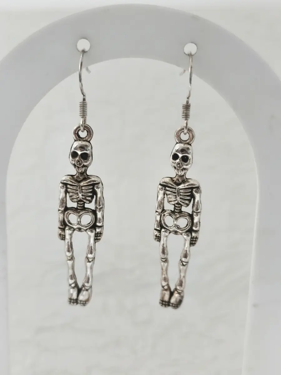 Silver 925 earhooks Skeleton drop earrings