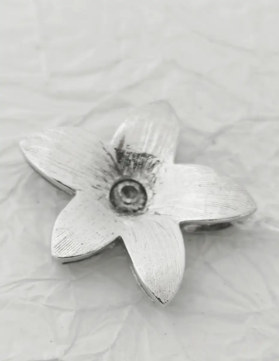 Silver Hallmarked flower pendant with gem