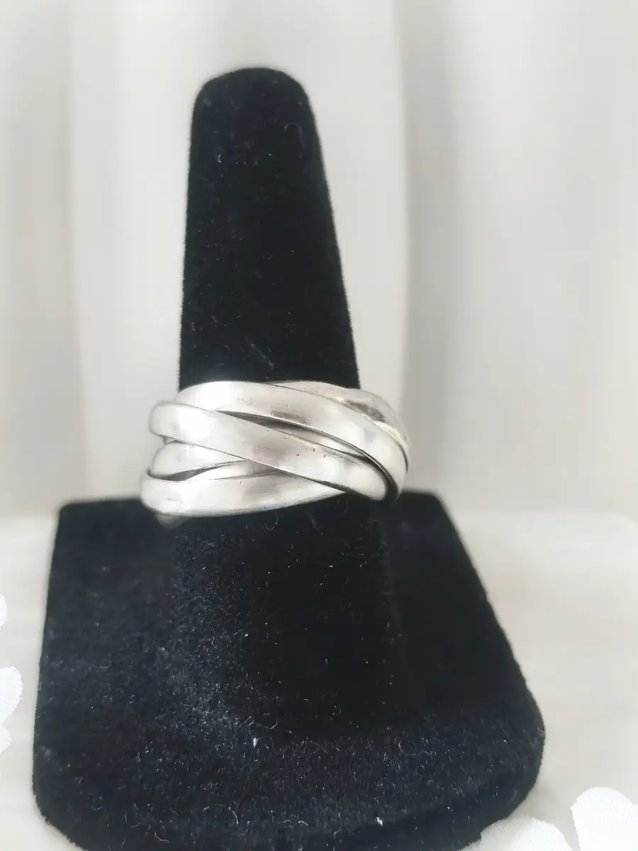 Silver 925 cluster of 7 rings size N1/2