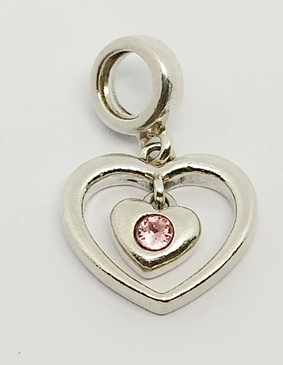 Silver Hallmarked 925 Chamilia heart dangle charm or pendant