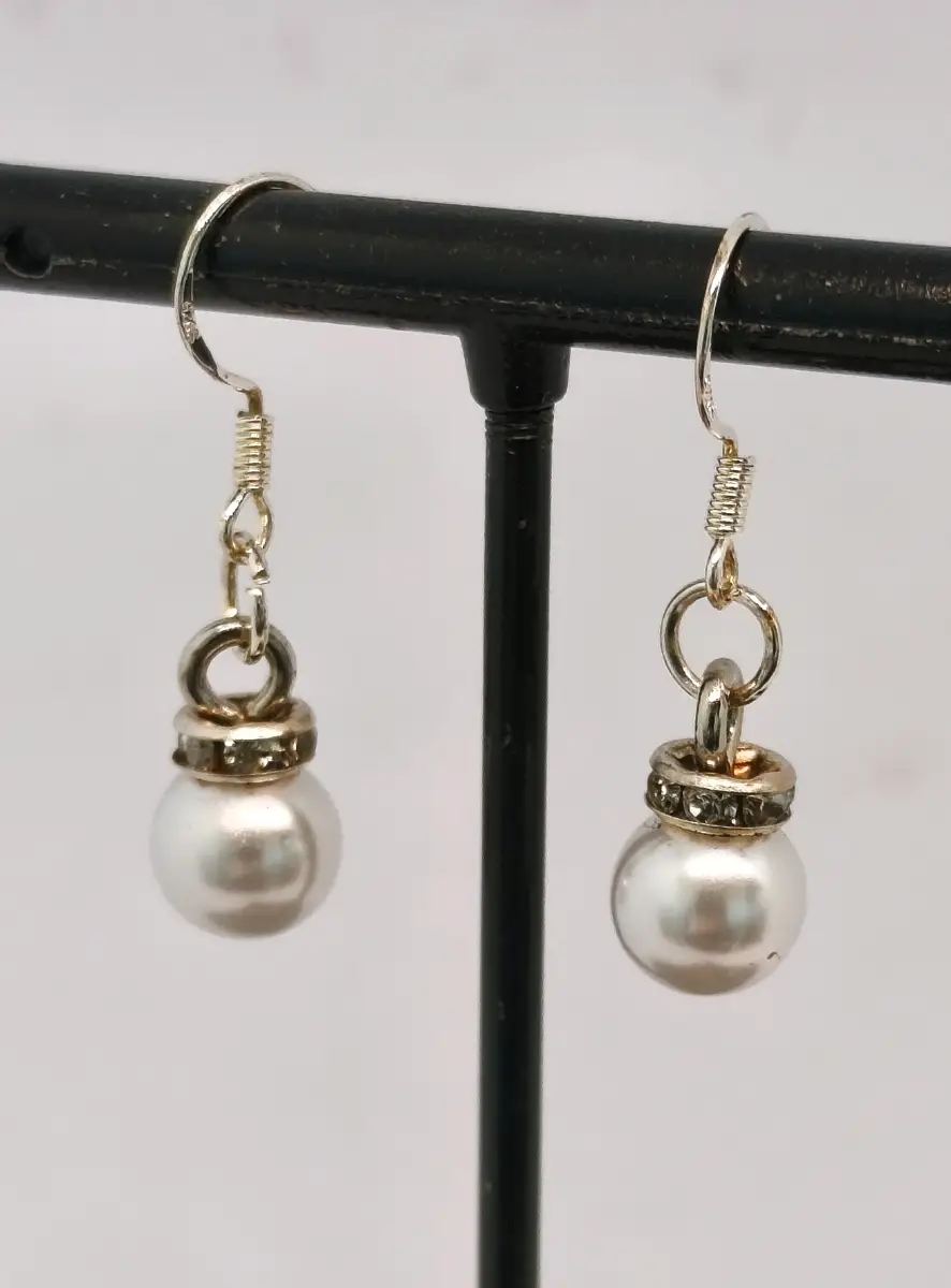 Silver 925 earhooks faux pearl drop earrings