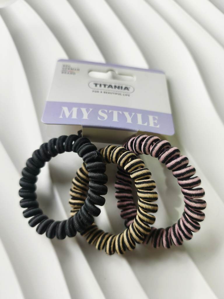 3 pack of Titiana spiral hair ties