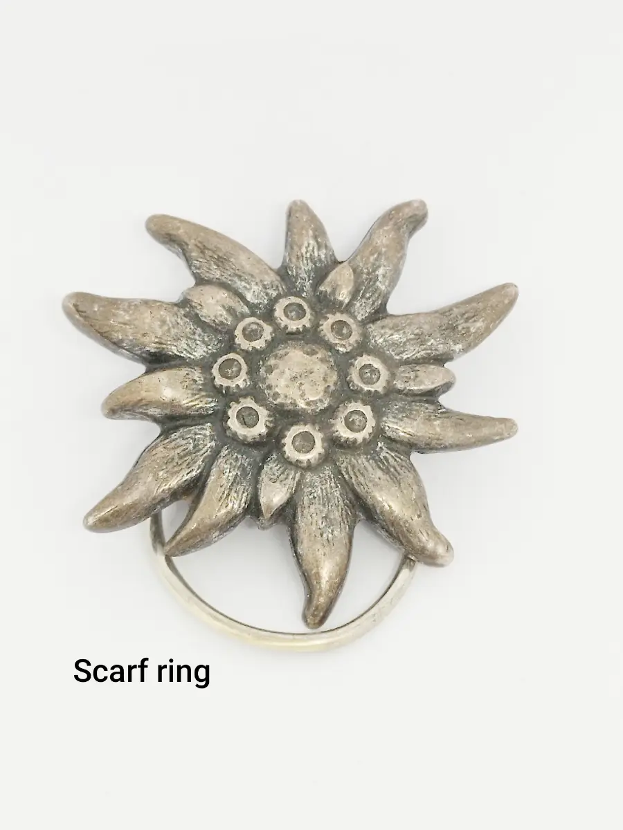 Brass style metal flower design scarf ring